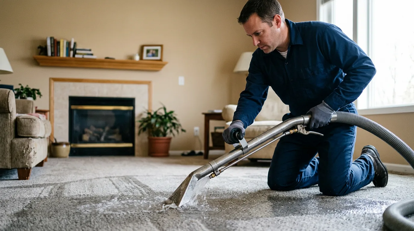 Water damage restoration technician working near Purcell, OK